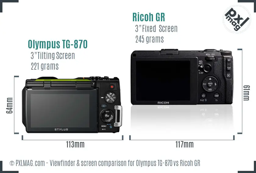 Olympus TG-870 vs Ricoh GR Screen and Viewfinder comparison Olympus TG-870 vs Ricoh GR Screen and Viewfinder comparison