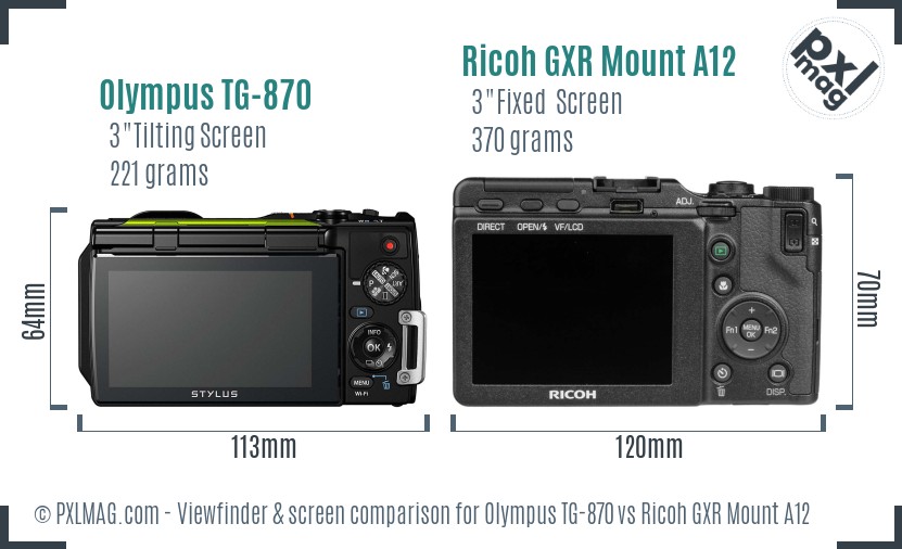 Olympus TG-870 vs Ricoh GXR Mount A12 Screen and Viewfinder comparison