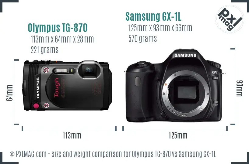 Olympus TG-870 vs Samsung GX-1L size comparison