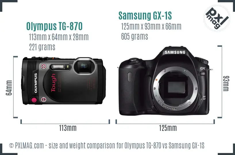 Olympus TG-870 vs Samsung GX-1S size comparison