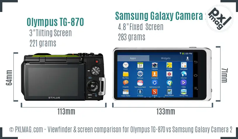 Olympus TG-870 vs Samsung Galaxy Camera 2 Screen and Viewfinder comparison