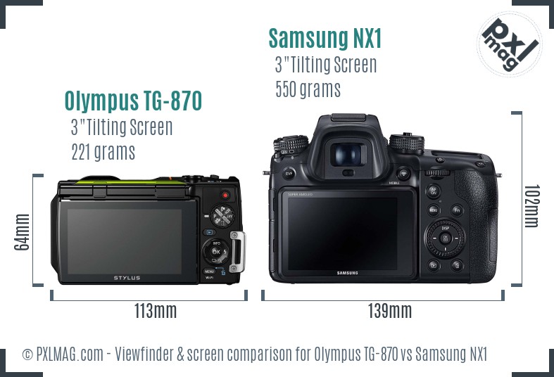 Olympus TG-870 vs Samsung NX1 Screen and Viewfinder comparison
