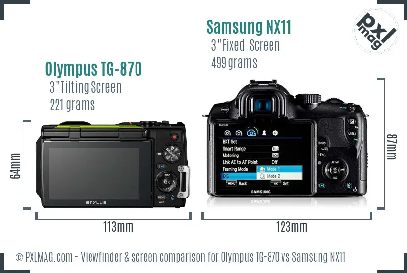 Olympus TG-870 vs Samsung NX11 Screen and Viewfinder comparison