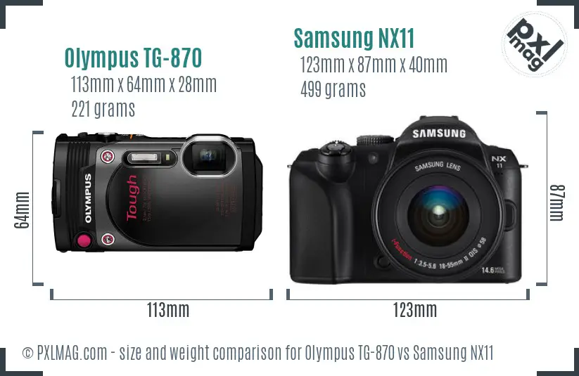 Olympus TG-870 vs Samsung NX11 size comparison