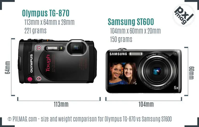 Olympus TG-870 vs Samsung ST600 size comparison