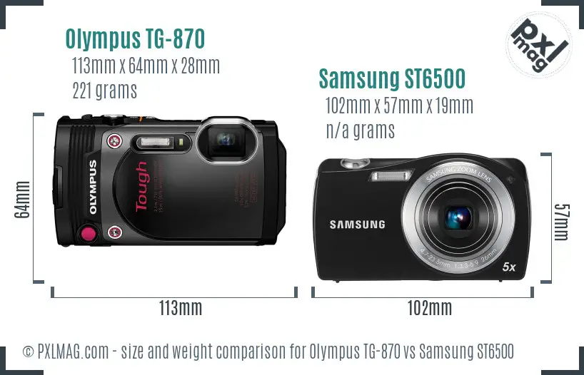Olympus TG-870 vs Samsung ST6500 size comparison