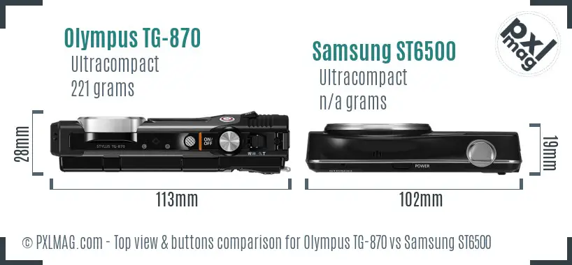 Olympus TG-870 vs Samsung ST6500 top view buttons comparison