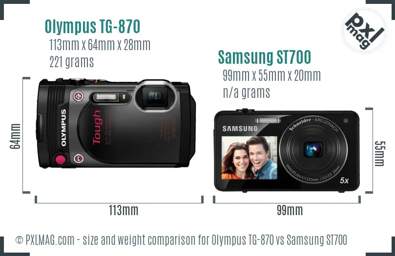 Olympus TG-870 vs Samsung ST700 size comparison