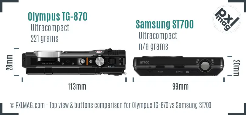 Olympus TG-870 vs Samsung ST700 top view buttons comparison