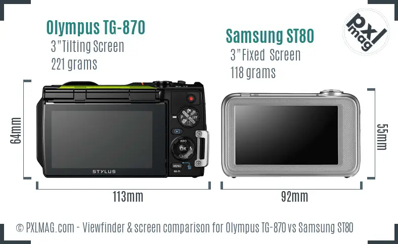 Olympus TG-870 vs Samsung ST80 Screen and Viewfinder comparison