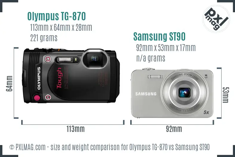 Olympus TG-870 vs Samsung ST90 size comparison