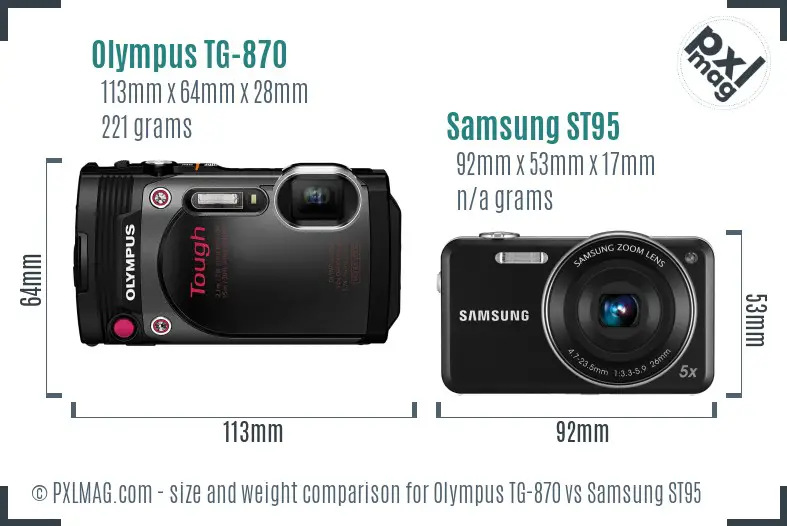 Olympus TG-870 vs Samsung ST95 size comparison