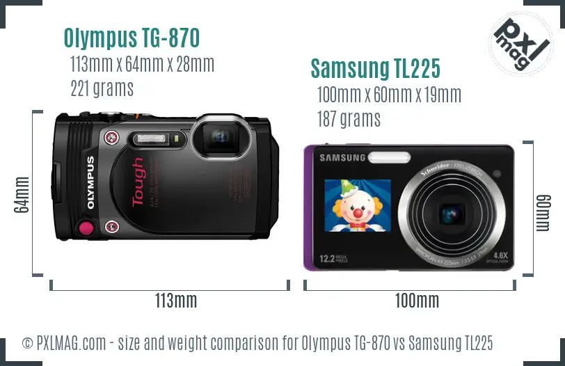Olympus TG-870 vs Samsung TL225 size comparison