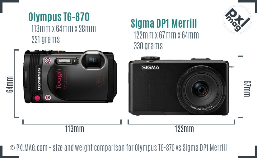 Olympus TG-870 vs Sigma DP1 Merrill size comparison Olympus TG-870 vs Sigma DP1 Merrill size comparison