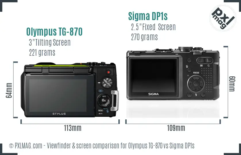 Olympus TG-870 vs Sigma DP1s Screen and Viewfinder comparison Olympus TG-870 vs Sigma DP1s Screen and Viewfinder comparison