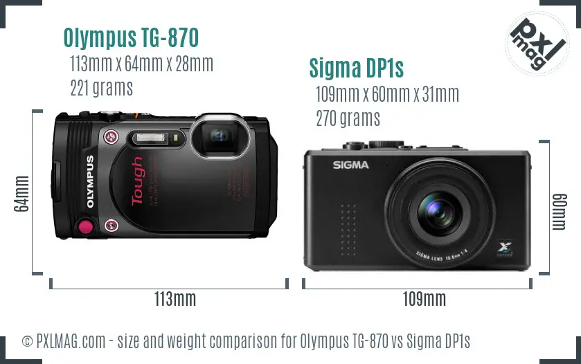 Olympus TG-870 vs Sigma DP1s size comparison Olympus TG-870 vs Sigma DP1s size comparison