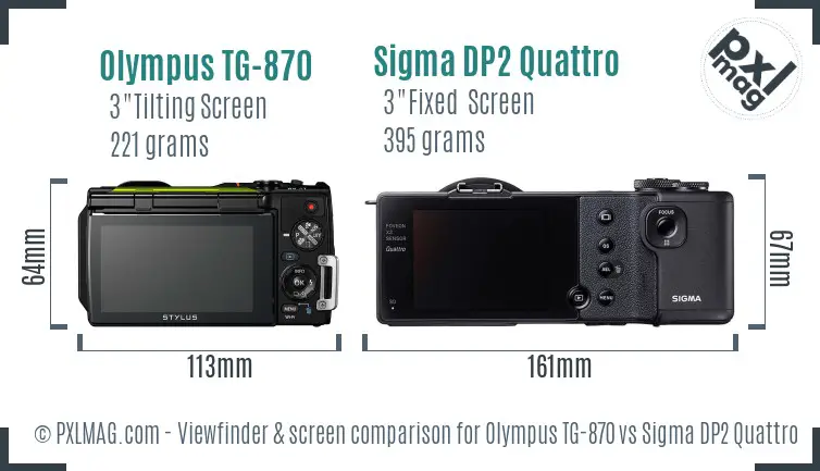 Olympus TG-870 vs Sigma DP2 Quattro Screen and Viewfinder comparison