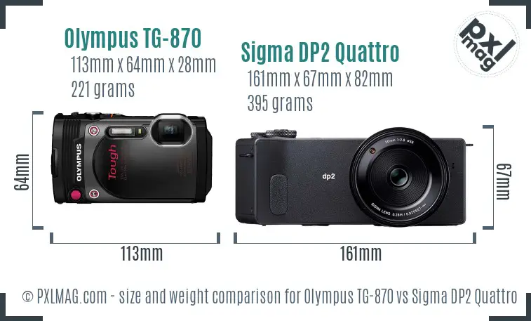 Olympus TG-870 vs Sigma DP2 Quattro size comparison