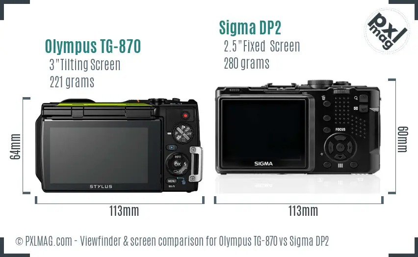 Olympus TG-870 vs Sigma DP2 Screen and Viewfinder comparison Olympus TG-870 vs Sigma DP2 Screen and Viewfinder comparison