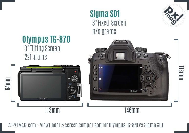 Olympus TG-870 vs Sigma SD1 Screen and Viewfinder comparison