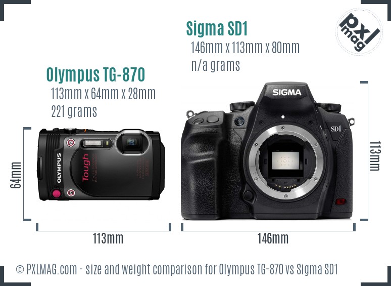 Olympus TG-870 vs Sigma SD1 size comparison