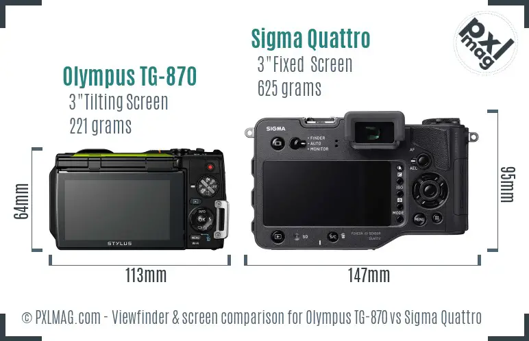 Olympus TG-870 vs Sigma Quattro Screen and Viewfinder comparison