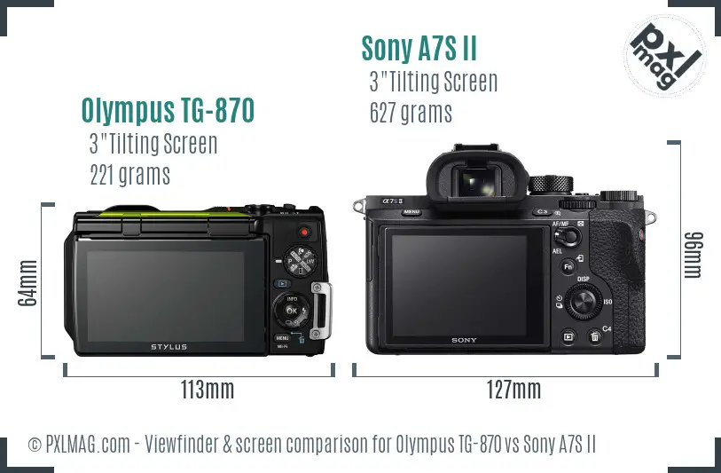Olympus TG-870 vs Sony A7S II Screen and Viewfinder comparison