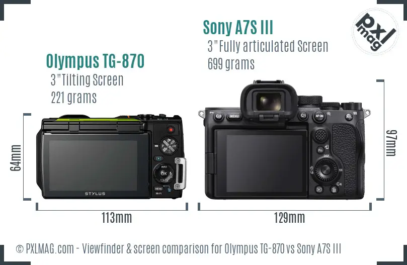 Olympus TG-870 vs Sony A7S III Screen and Viewfinder comparison Olympus TG-870 vs Sony A7S III Screen and Viewfinder comparison