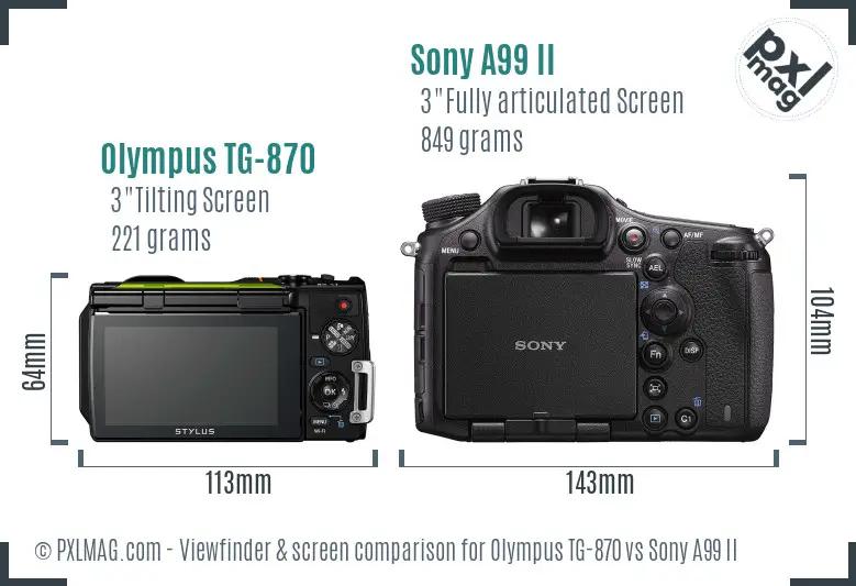 Olympus TG-870 vs Sony A99 II Screen and Viewfinder comparison