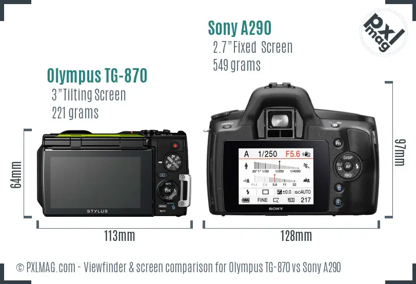 Olympus TG-870 vs Sony A290 Screen and Viewfinder comparison