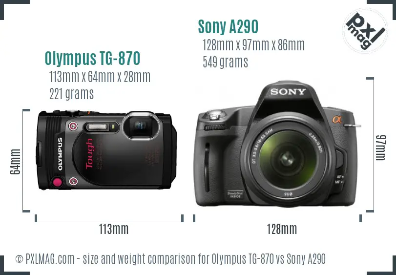 Olympus TG-870 vs Sony A290 size comparison