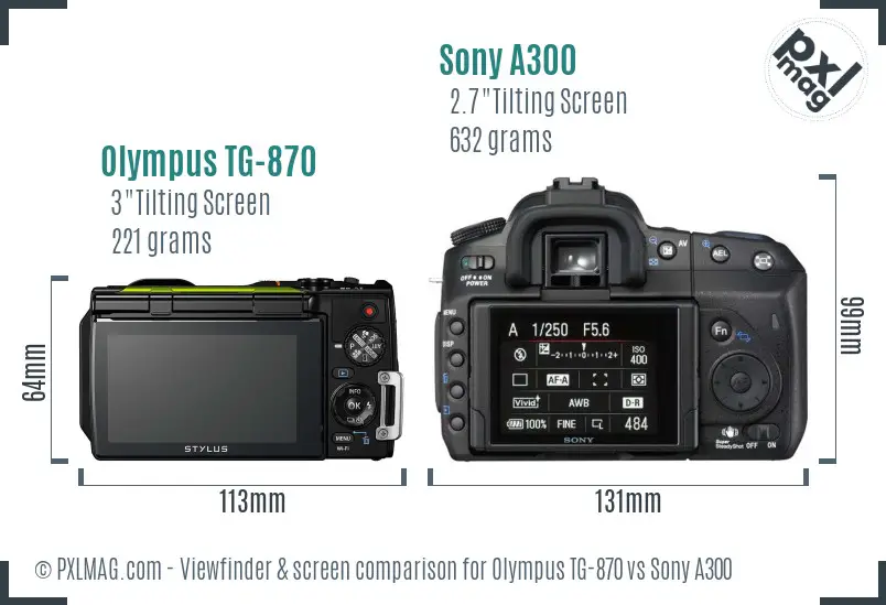 Olympus TG-870 vs Sony A300 Screen and Viewfinder comparison
