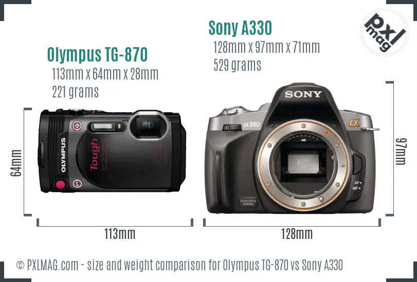Olympus TG-870 vs Sony A330 size comparison