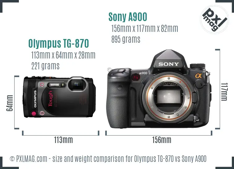 Olympus TG-870 vs Sony A900 size comparison