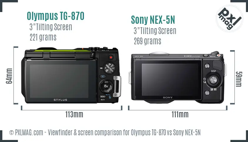 Olympus TG-870 vs Sony NEX-5N Screen and Viewfinder comparison