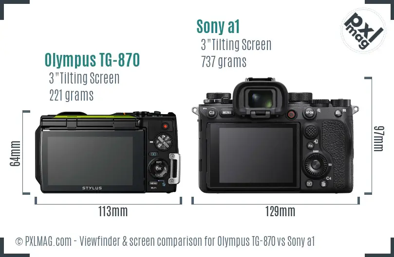 Olympus TG-870 vs Sony a1 Screen and Viewfinder comparison