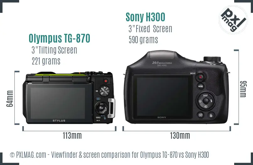 Olympus TG-870 vs Sony H300 Screen and Viewfinder comparison
