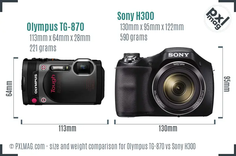 Olympus TG-870 vs Sony H300 size comparison