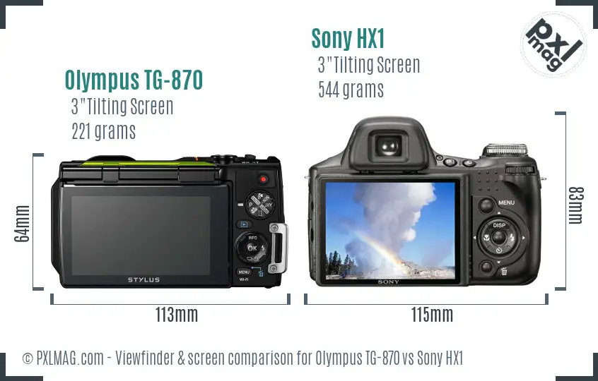 Olympus TG-870 vs Sony HX1 Screen and Viewfinder comparison