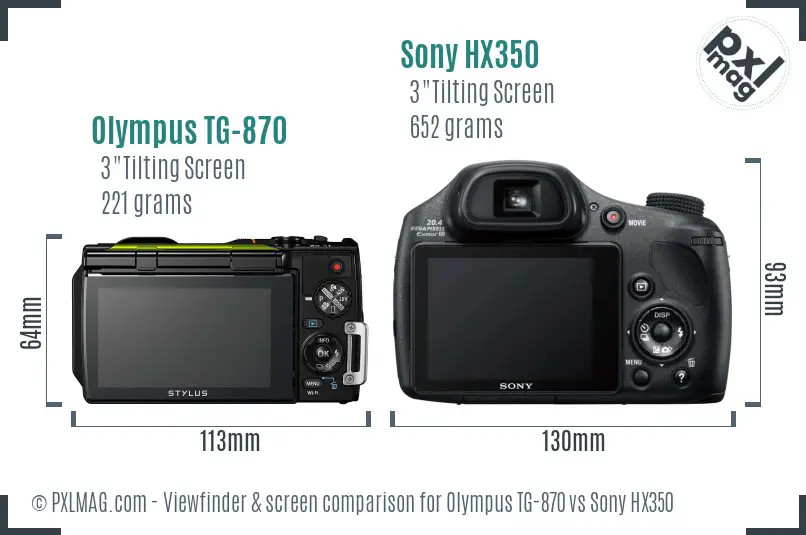 Olympus TG-870 vs Sony HX350 Screen and Viewfinder comparison