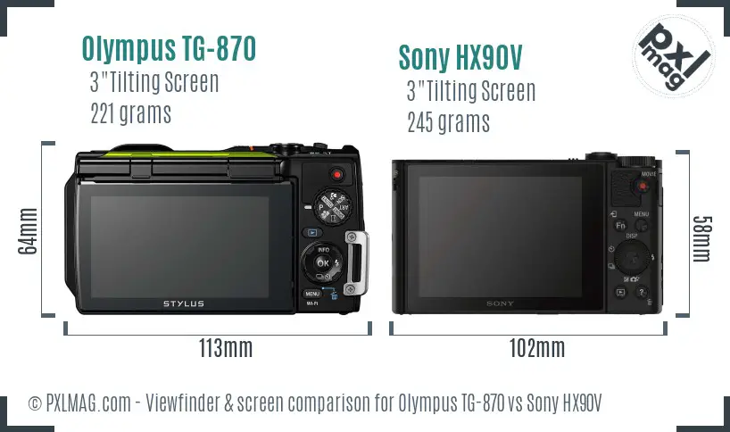 Olympus TG-870 vs Sony HX90V Screen and Viewfinder comparison