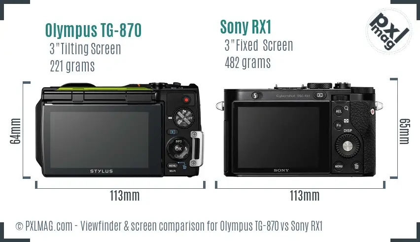 Olympus TG-870 vs Sony RX1 Screen and Viewfinder comparison