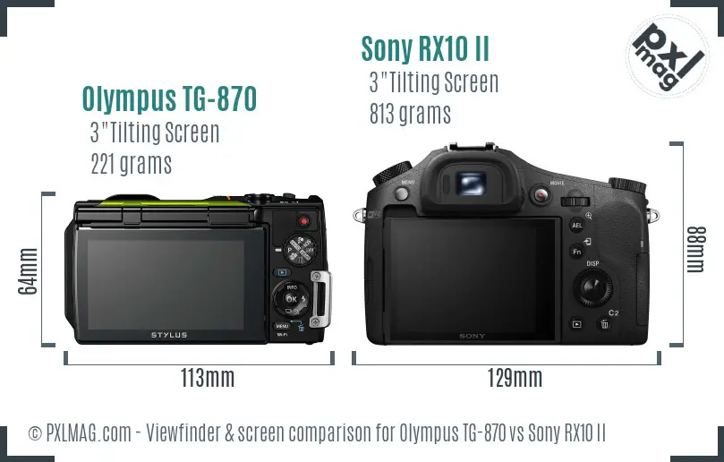 Olympus TG-870 vs Sony RX10 II Screen and Viewfinder comparison