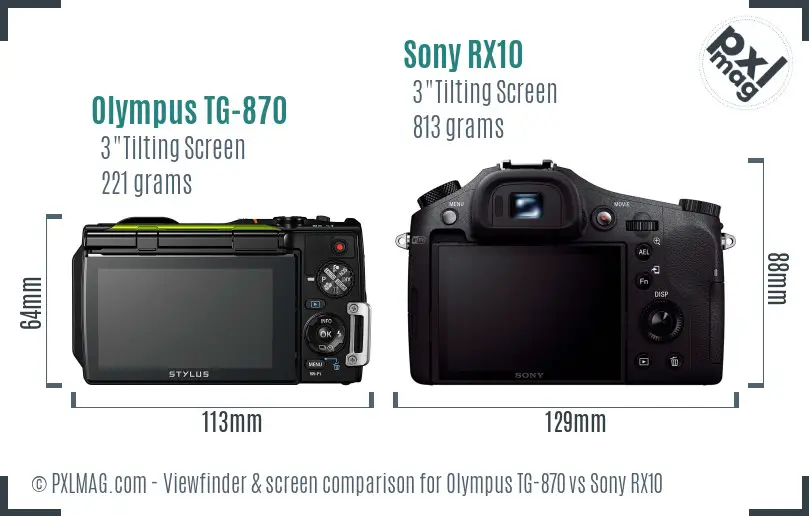 Olympus TG-870 vs Sony RX10 Screen and Viewfinder comparison