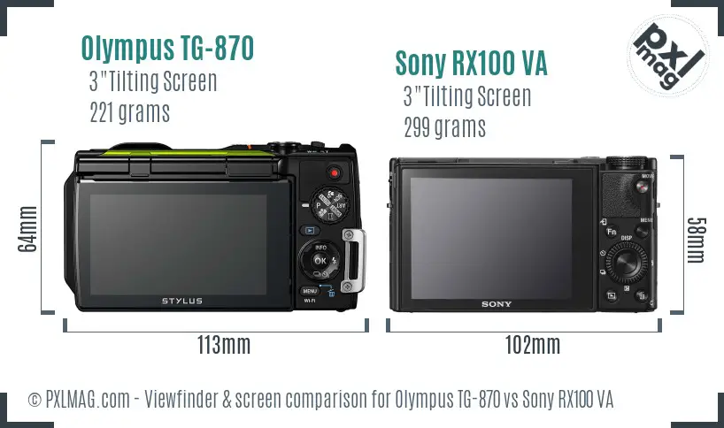 Olympus TG-870 vs Sony RX100 VA Screen and Viewfinder comparison