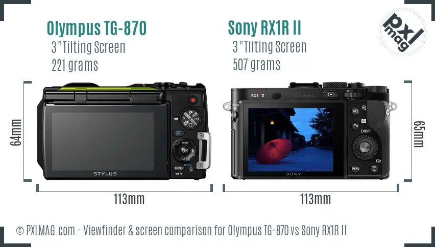 Olympus TG-870 vs Sony RX1R II Screen and Viewfinder comparison