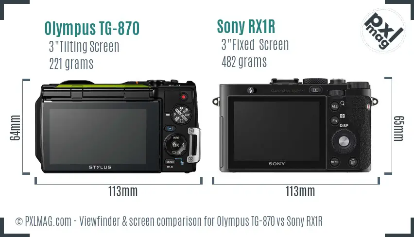 Olympus TG-870 vs Sony RX1R Screen and Viewfinder comparison