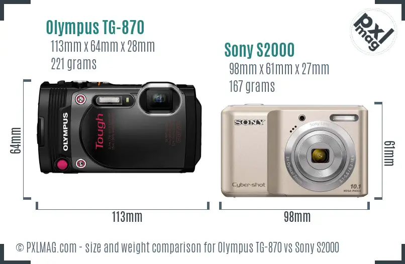 Olympus TG-870 vs Sony S2000 size comparison