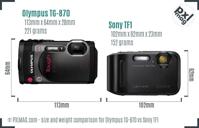Olympus TG-870 vs Sony TF1 size comparison