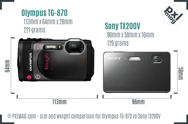 Olympus TG-870 vs Sony TX200V size comparison